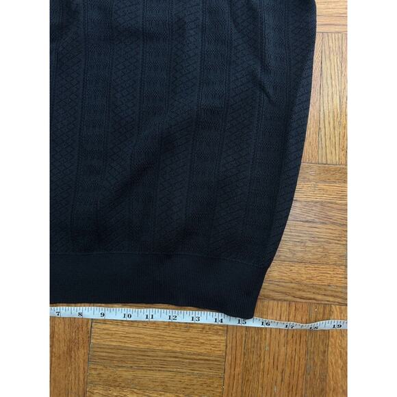 Magaschoni Man Quarter Zip Black Medium Short Sleeve Sweater Polo Top Shirt $78 - Picture 13 of 15